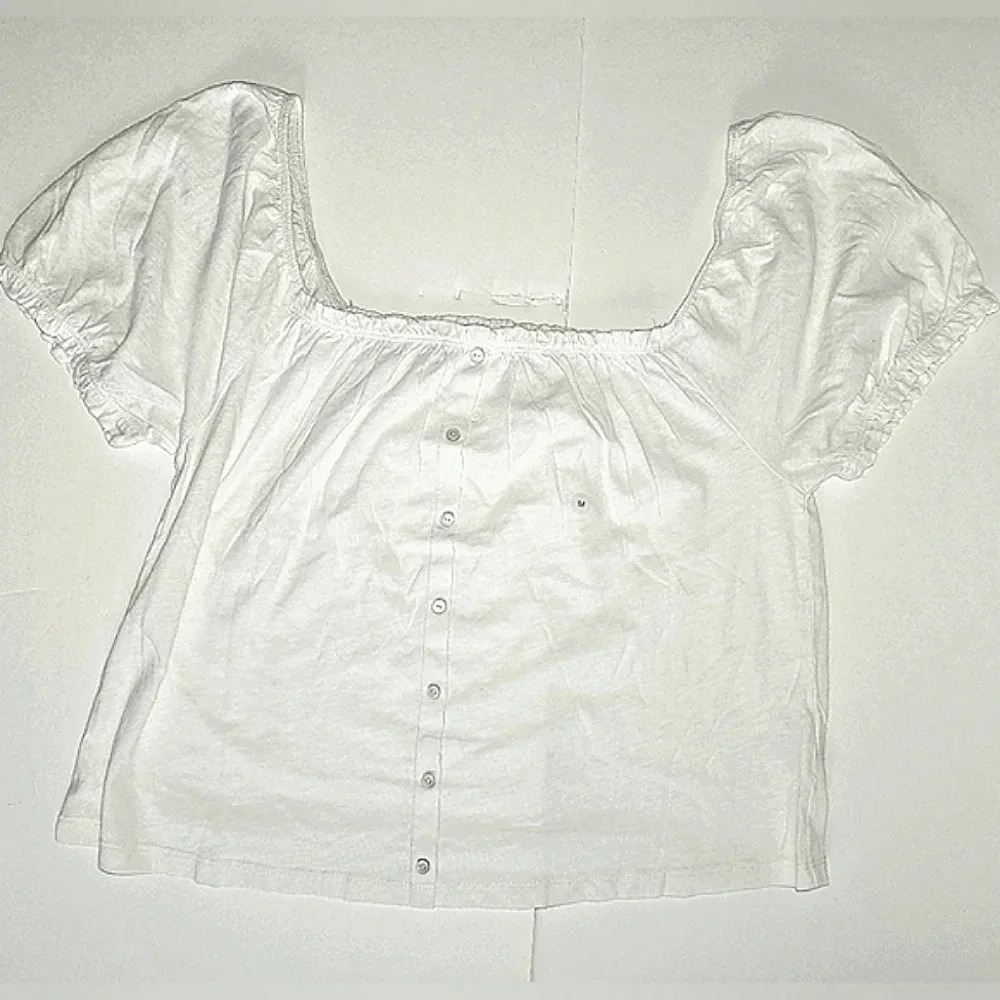 White Puff Sleeve Off The Shoulder Cotton Crop Top